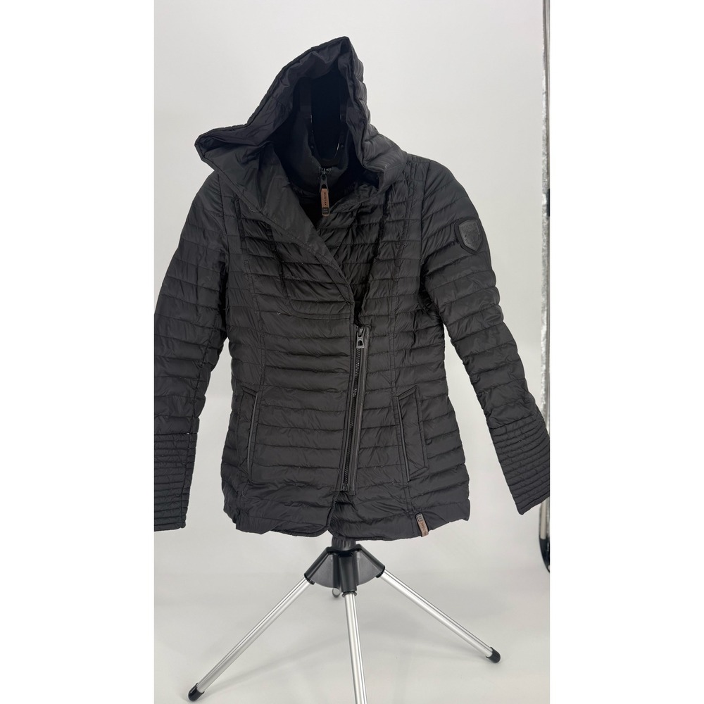 Rudsak Black‎ Asymmetrical Double Zip Puffer Jacket Hooded Women Medium M
